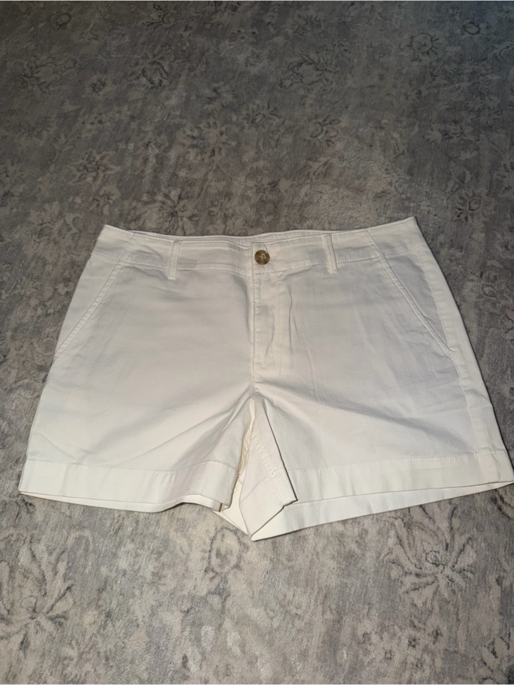 LOFT White High-Rise Cotton Shorts with Button Closure
